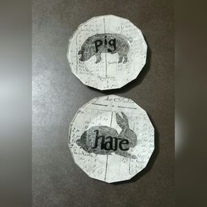 Eclectic Elena's Hare and Pig decorative plates